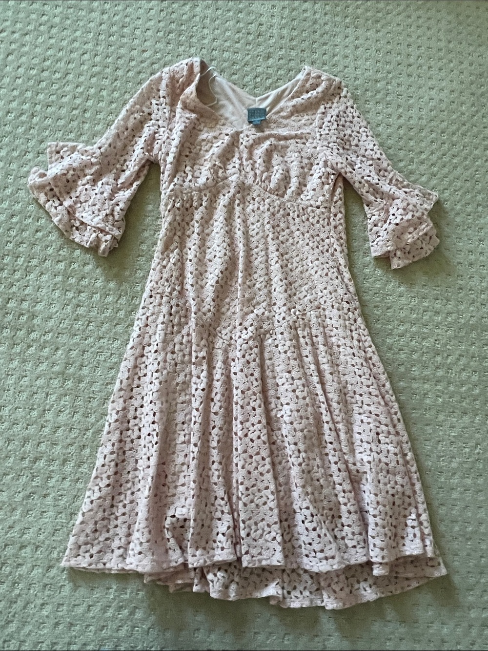 Rabbit Rabbit Rabbit Blush Pink Crochet Lace Midi Dress